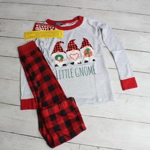 Rae Dunn Boy Pajama Set Size 2T Gnome Christmas Set Buffalo Plaid